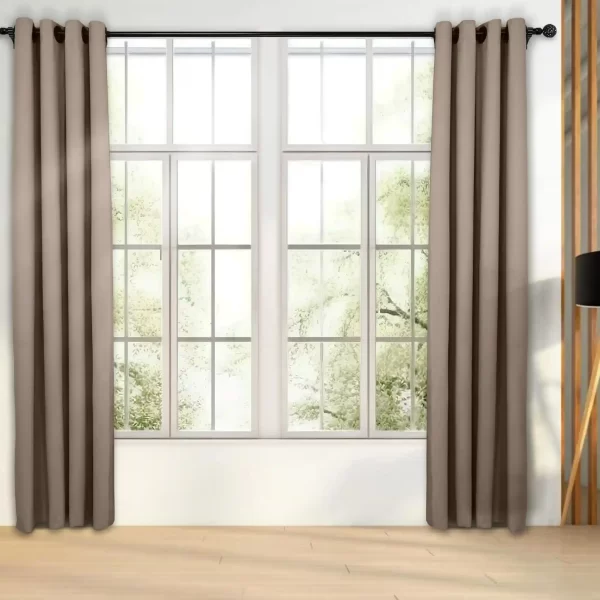 پرده آماده پانچی شیک مدل هازان رنگ خاکی روشن کد 105