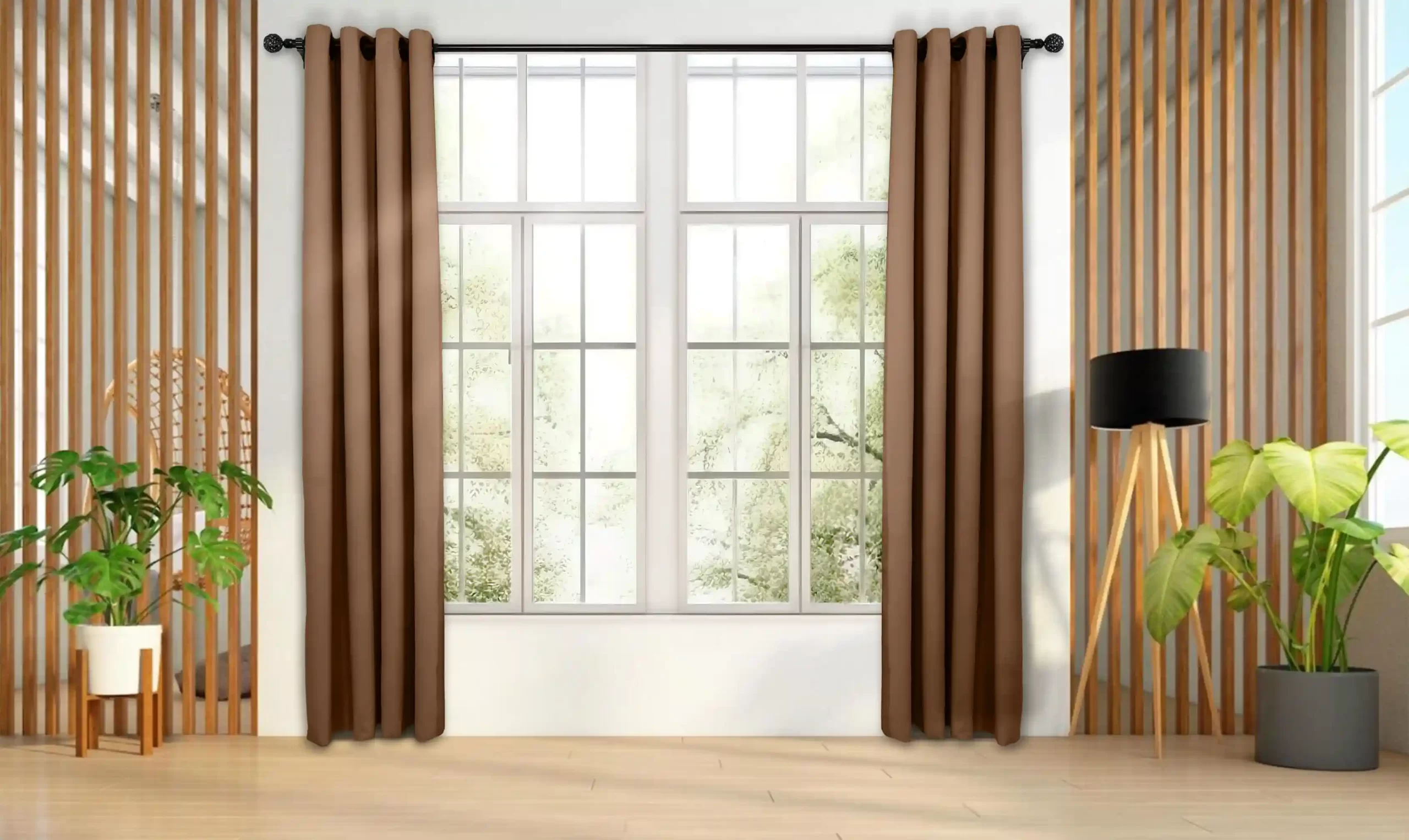 108 copy پرده آماده پانچی مدل هازان رنگ قهوه ای تیره کد 108