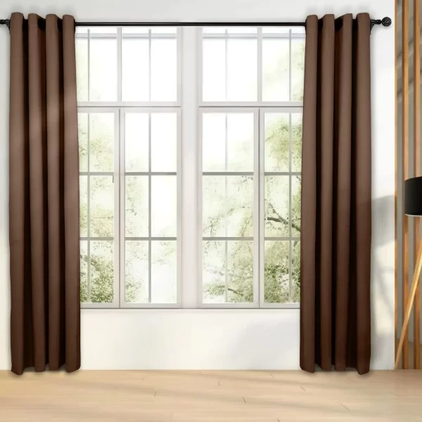 پرده آماده پانچی مدل هازان رنگ قهوه ای سوخته کد 109