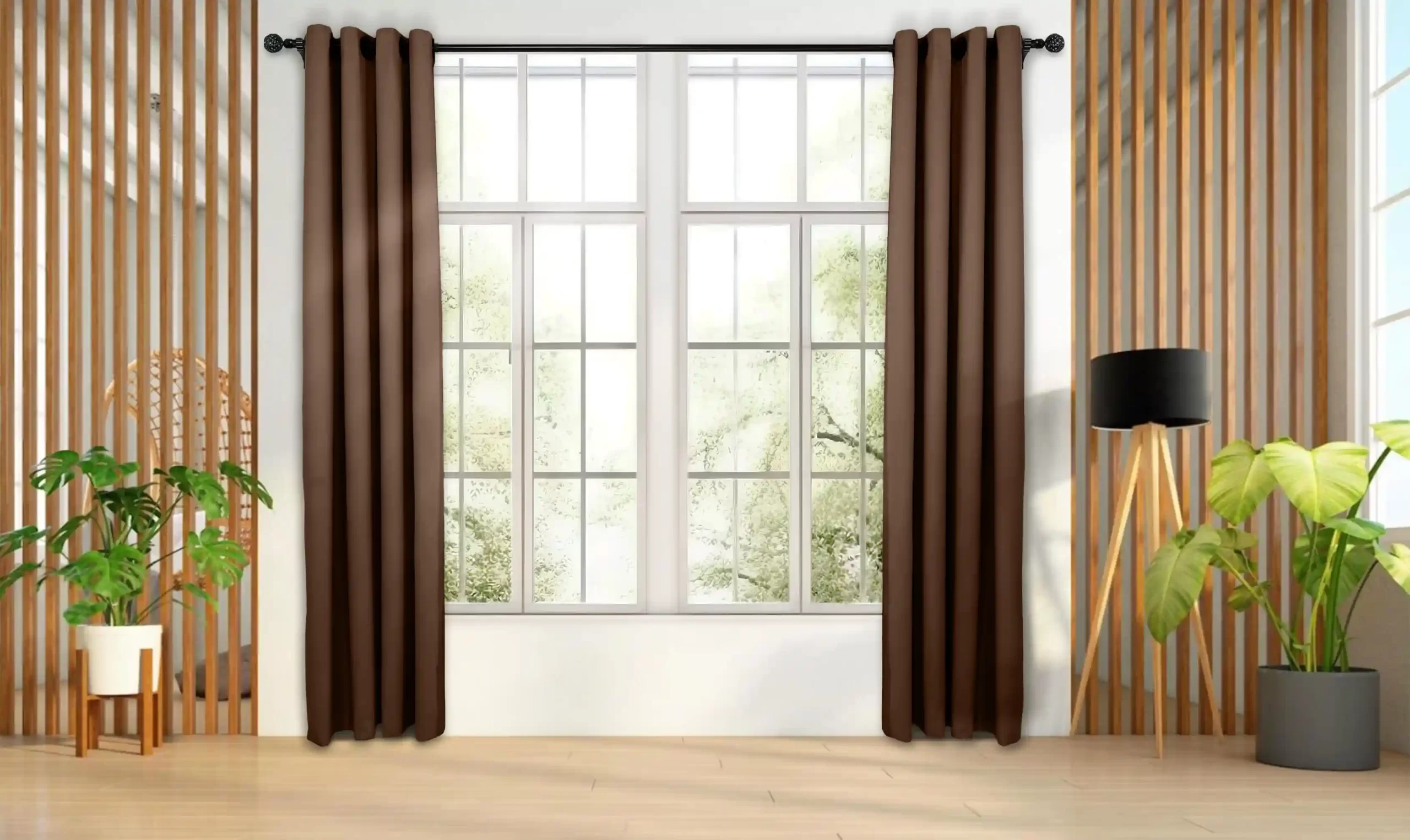 109 copy پرده آماده پانچی مدل هازان رنگ قهوه ای سوخته کد 109