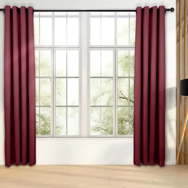 پرده آماده پانچی مدل هازان رنگ زرشکی روشن کد 131