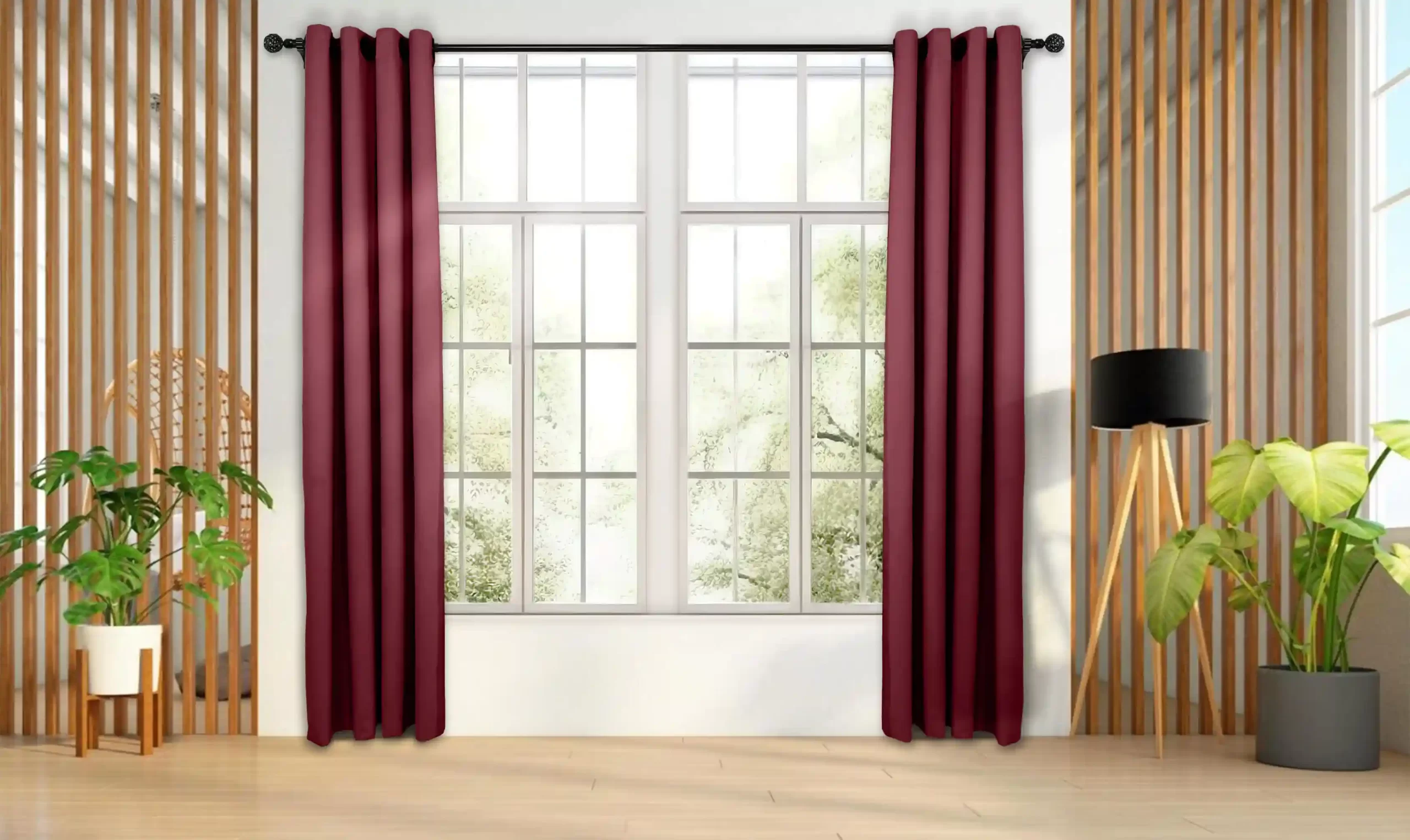 131 copy پرده آماده پانچی مدل هازان رنگ زرشکی روشن کد 131