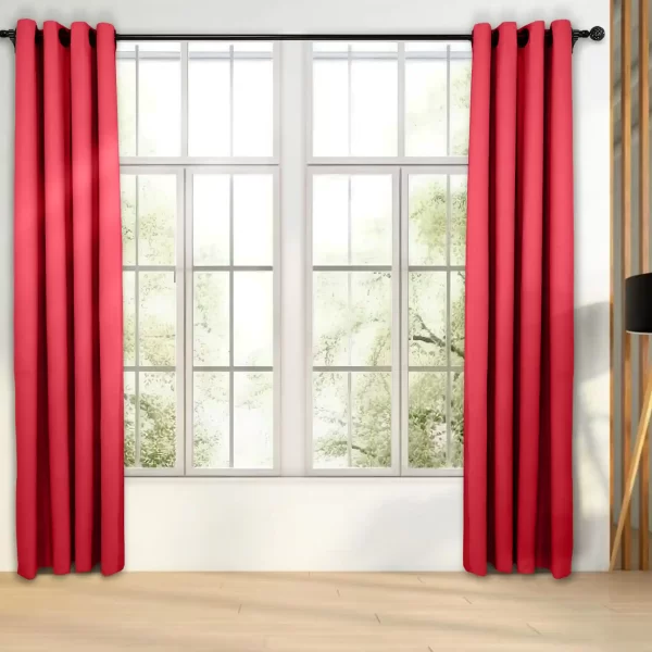 پرده آماده پانچی مدل هازان رنگ قرمز کد 133