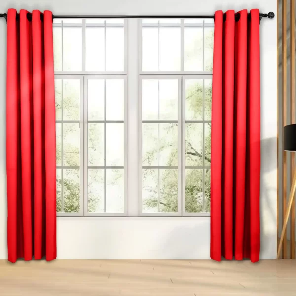 پرده آماده پانچی مدل هازان رنگ قرمز روشن کد 134