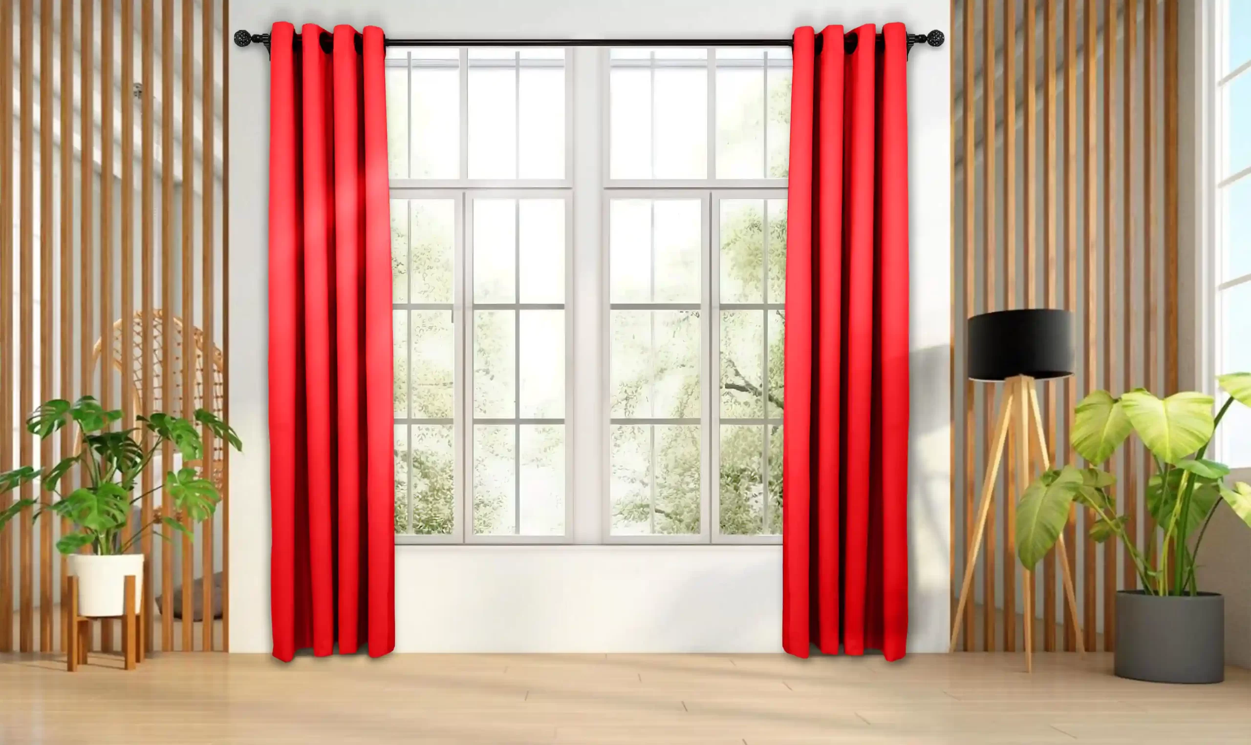 134 copy پرده آماده پانچی مدل هازان رنگ قرمز روشن کد 134