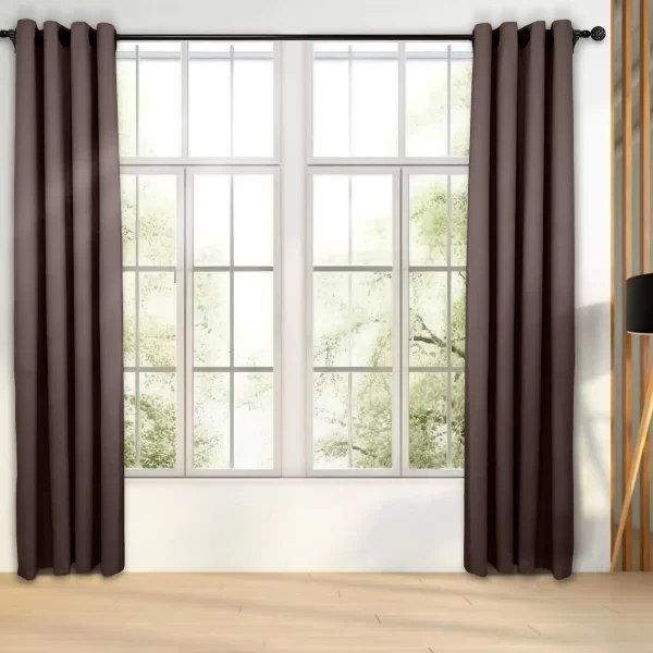 پرده آماده پانچی مدل هازان رنگ قهوه ای مدرن کد 140