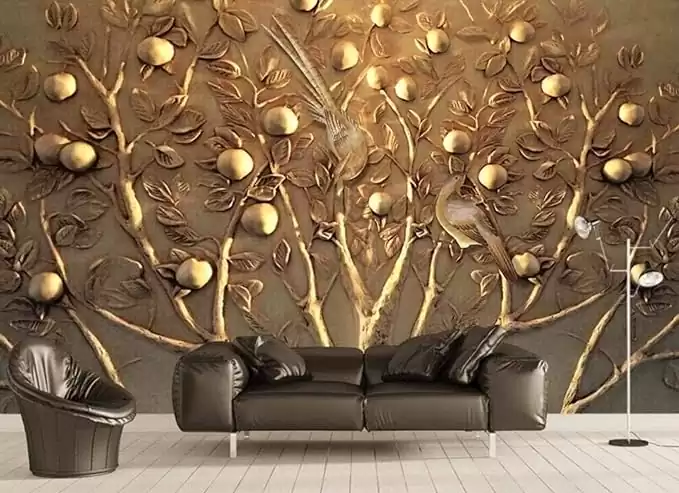 کاغذ دیواری سفید طلایی